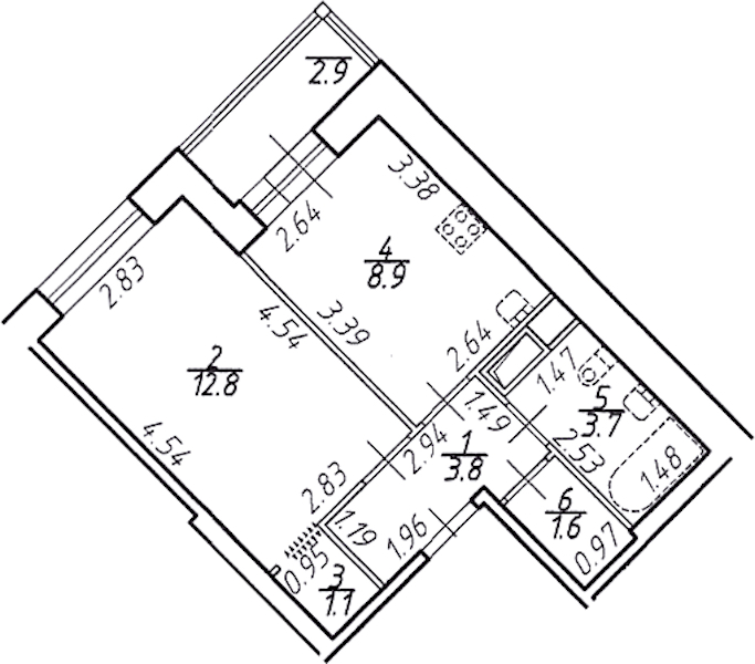 1-комнатная квартира 33.4 м², 8/16 эт., ЖК «Стороны Света»